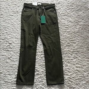 DL1961 Avery Relaxed Straight Dark Green Casual Pants